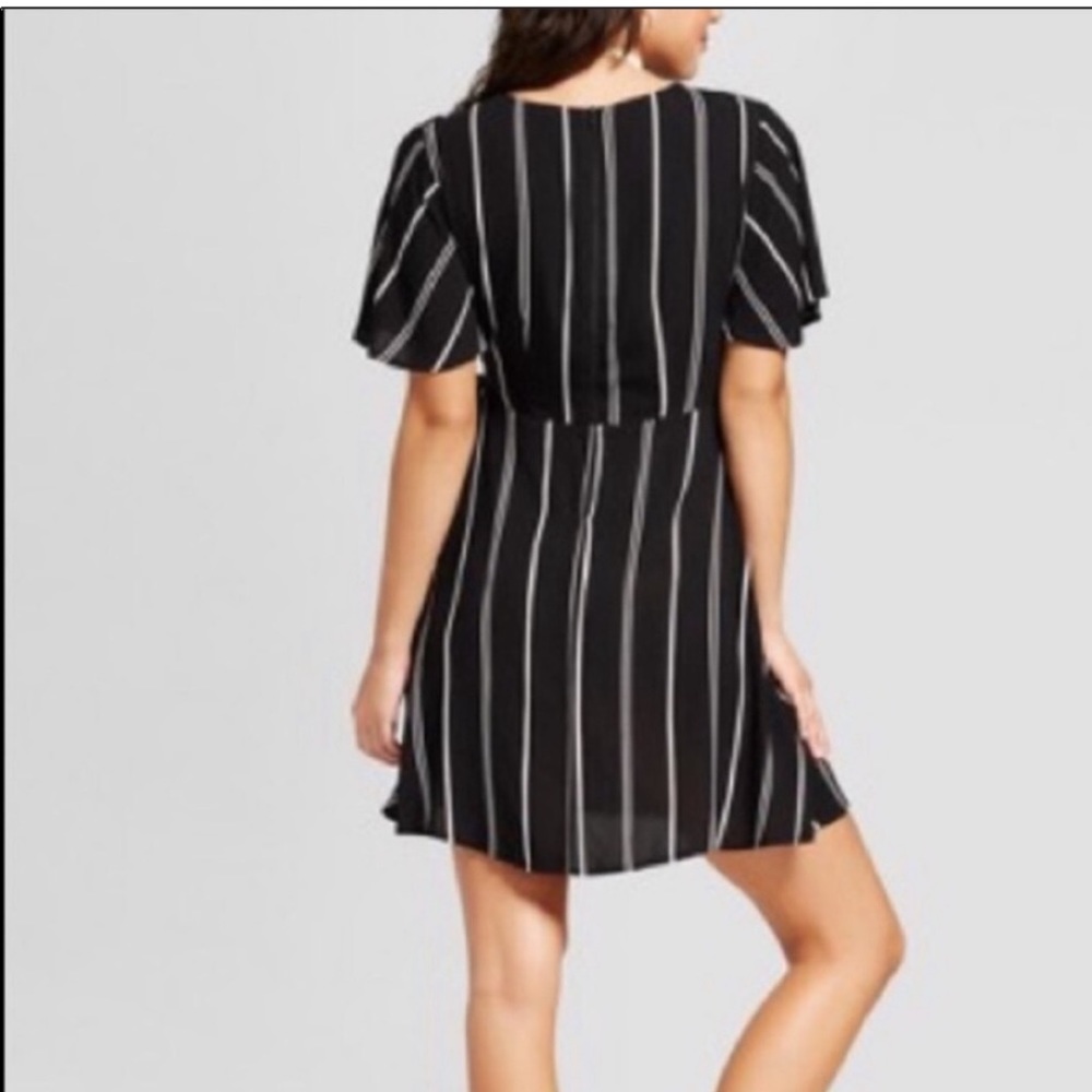 Exhilaration, black and white striped wrap dress from target